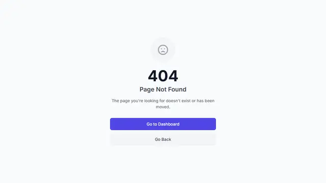 Internal not-found page shown when the route does not exist.