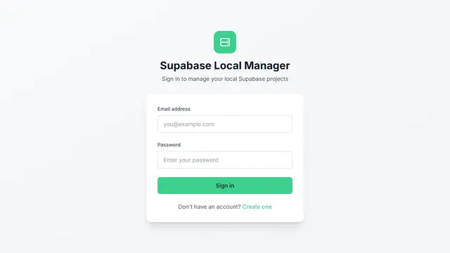 Sign-in page with fields for email address and password, a Sign in button, and a link to create an account.